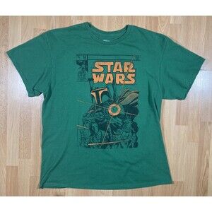 Star Wars T-Shirt (L) • Boba Fett, Princess Leia, Storm Trooper, Comic, Green